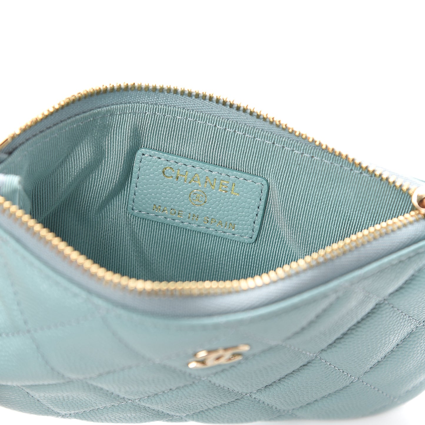 Caviar Quilted Cosmetic Case Light Blue