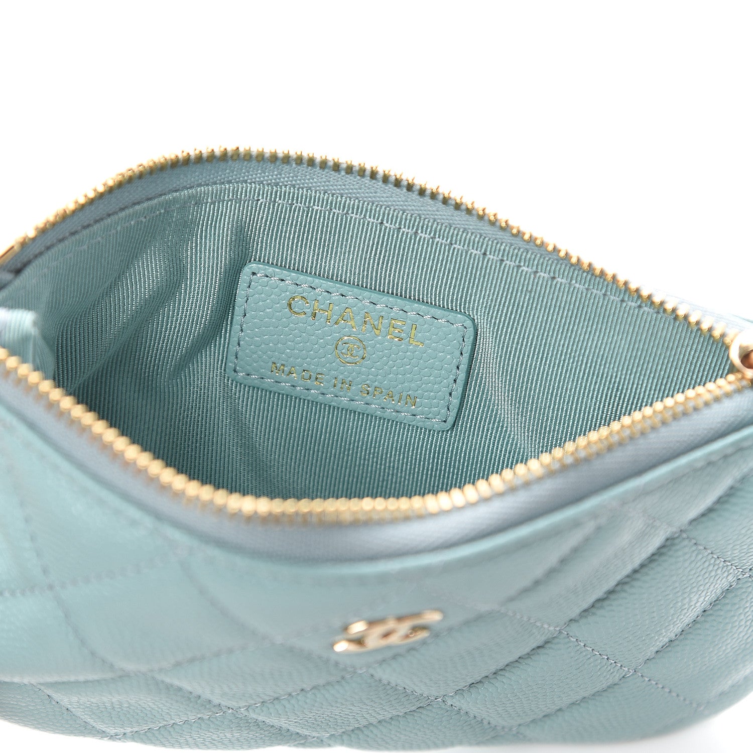Chanel Caviar Quilted Cosmetic Case Light Blue 5 of 6