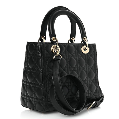 Christian Dior Lambskin Cannage Medium Lady Dior Black 3 of 11