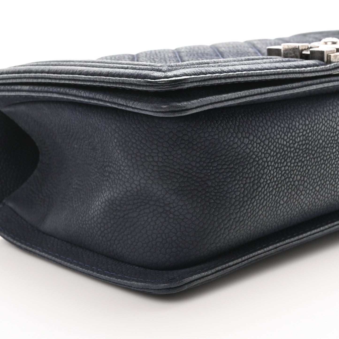 Iridescent Caviar Quilted Medium Boy Flap Dark Blue