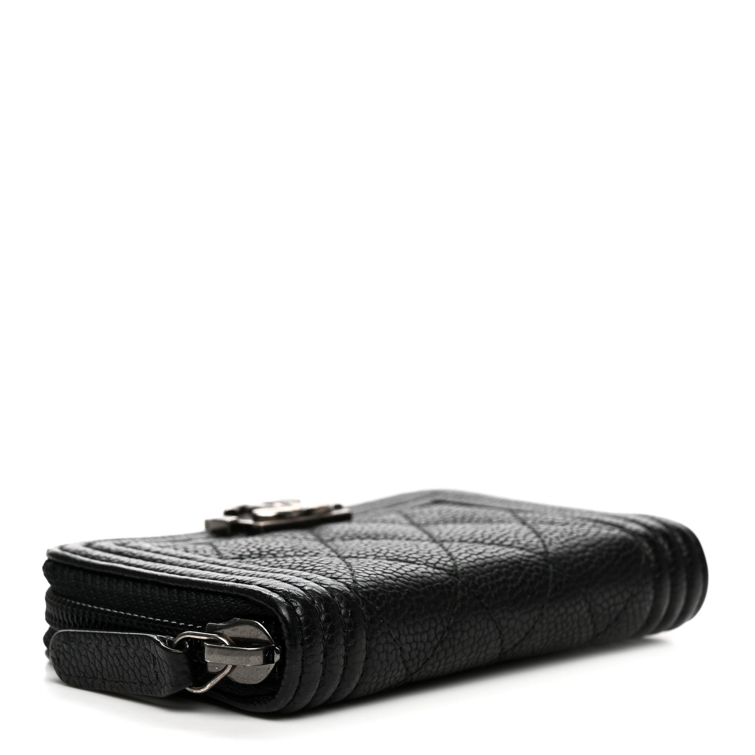 Chanel Caviar Quilted Boy Zip Around Coin Purse Wallet Black 4 of 8