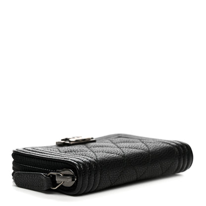 Chanel Caviar Quilted Boy Zip Around Coin Purse Wallet Black 4 of 8