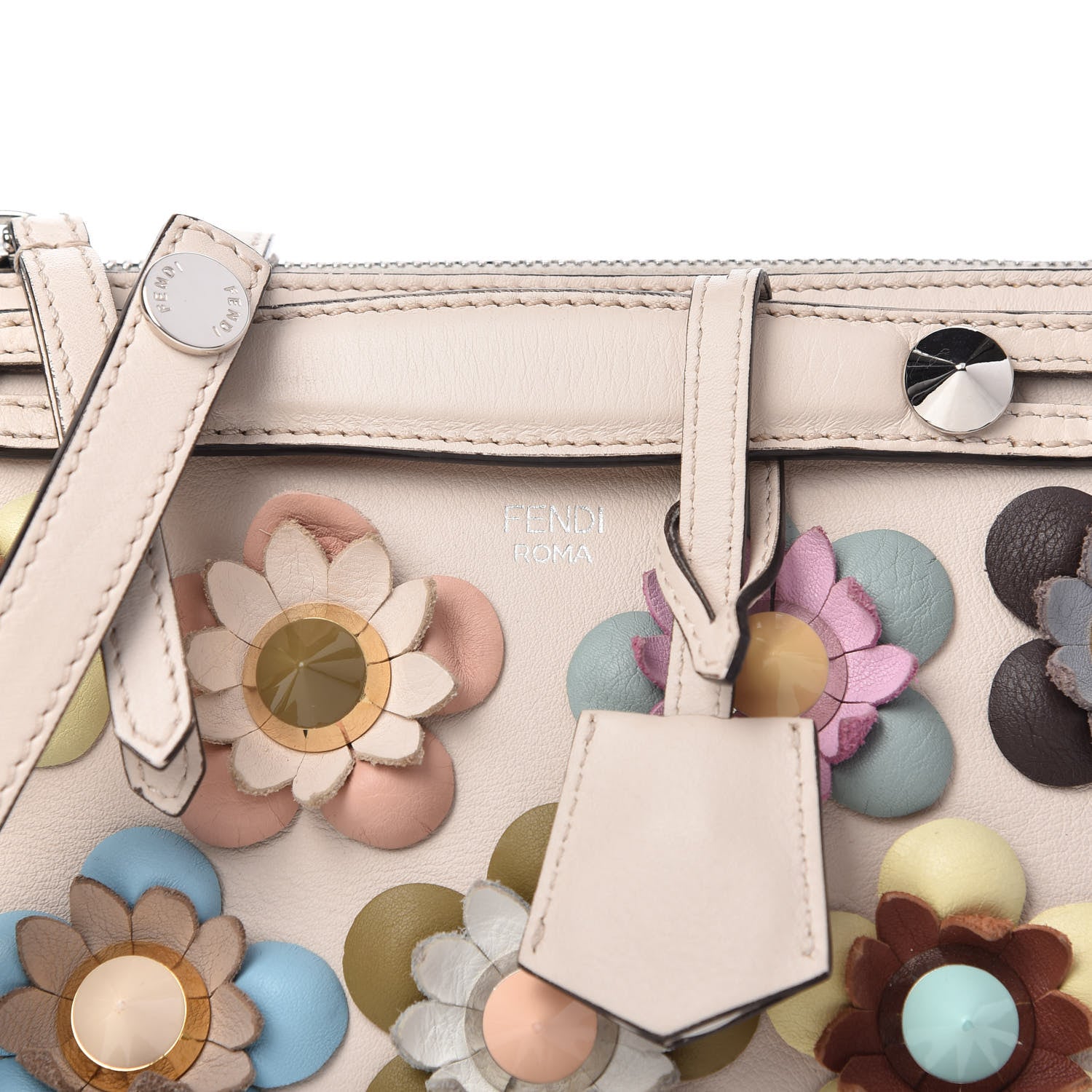 Fendi Vitello Dolce Flowerland Studded Mini By The Way Boston Bag Camelia Multicolor 10 of 10