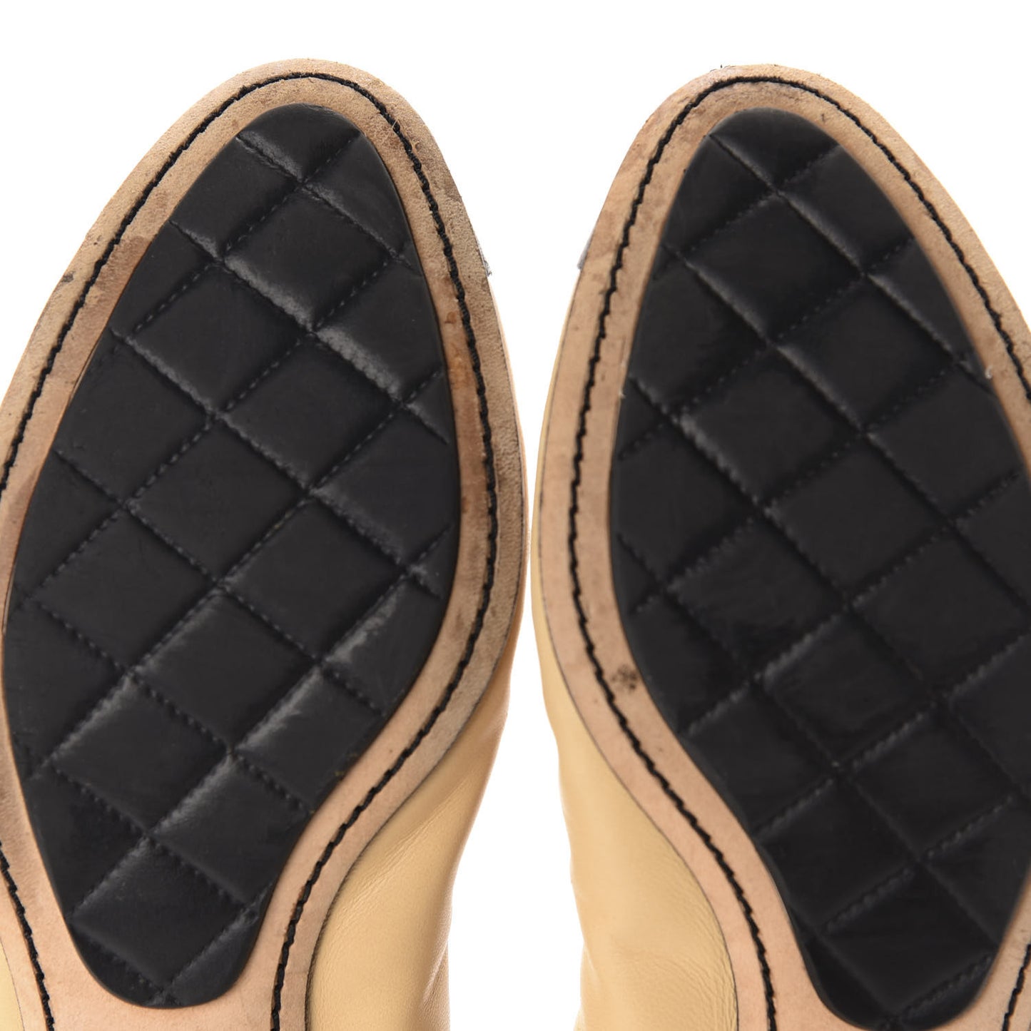 Lambskin CC Elastic Cap Toe Ballerina 39.5 Flats Beige Black