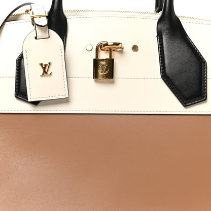 Louis Vuitton Calfskin City Steamer GM Cigar White Black 7 of 9