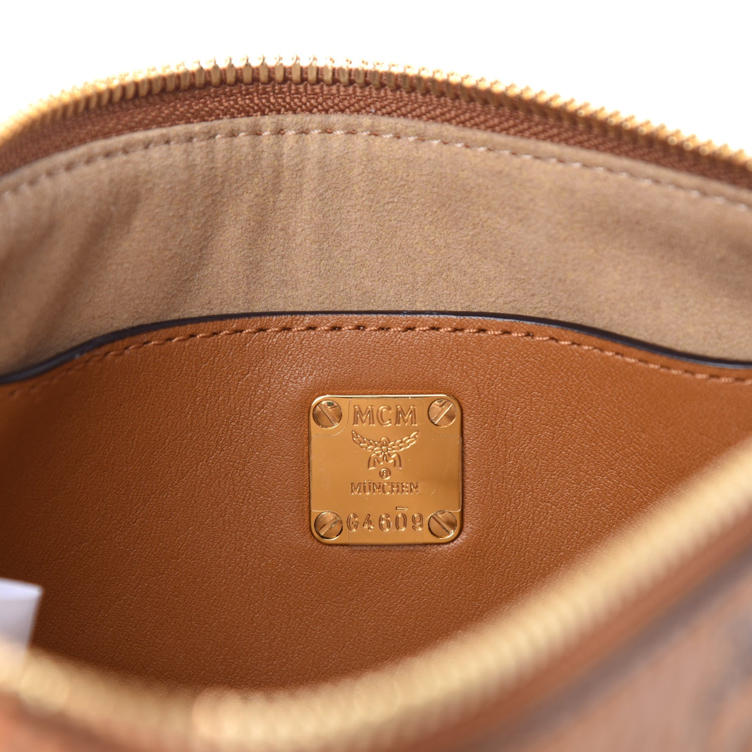 MCM Visetos Rabbit Crossbody Pouch Cognac 8 of 11