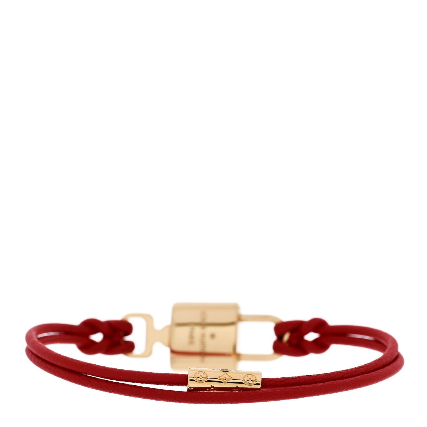 Calfskin LV Padlock Bracelet Red
