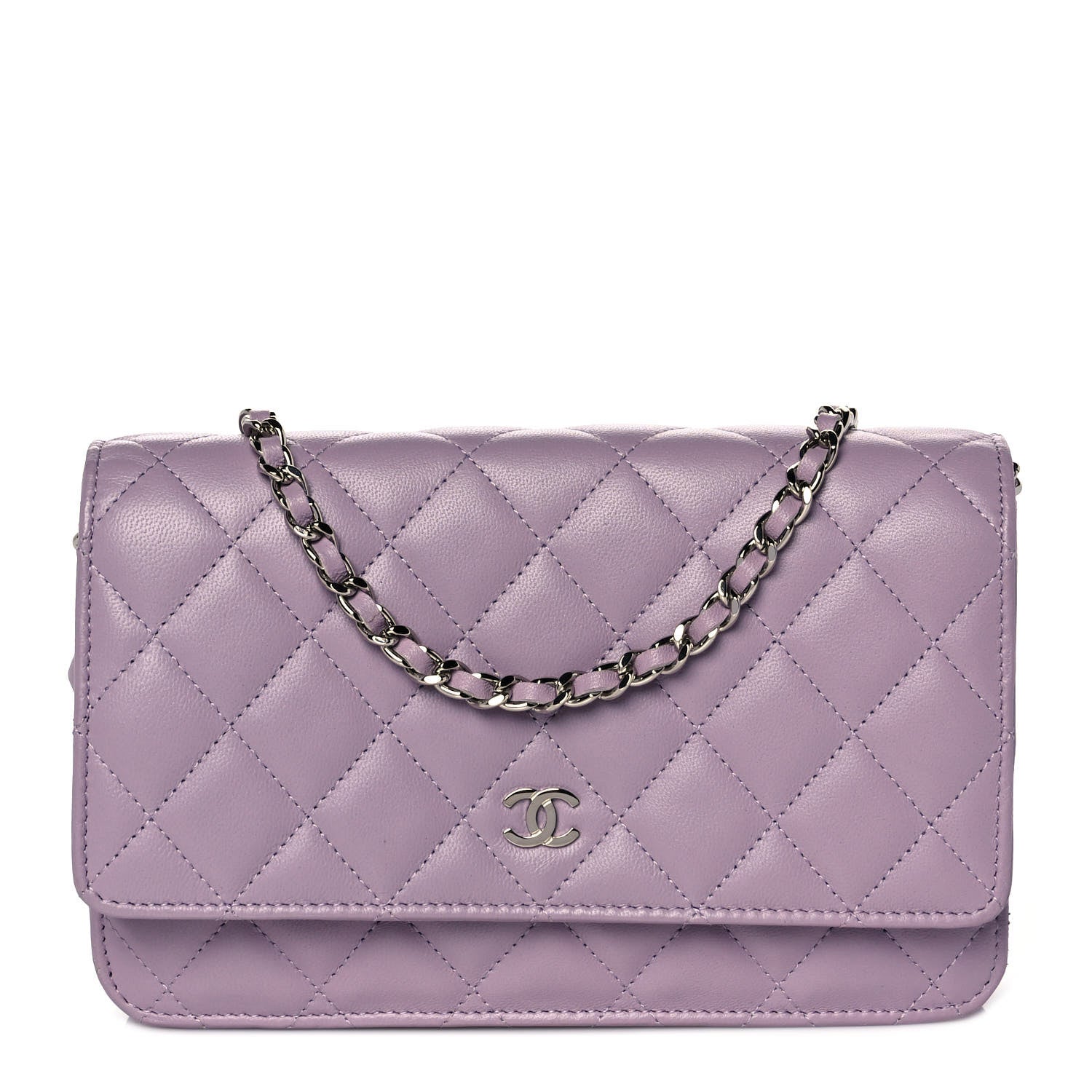 Chanel Lambskin Quilted Wallet On Chain WOC Light Purple 1 of 9