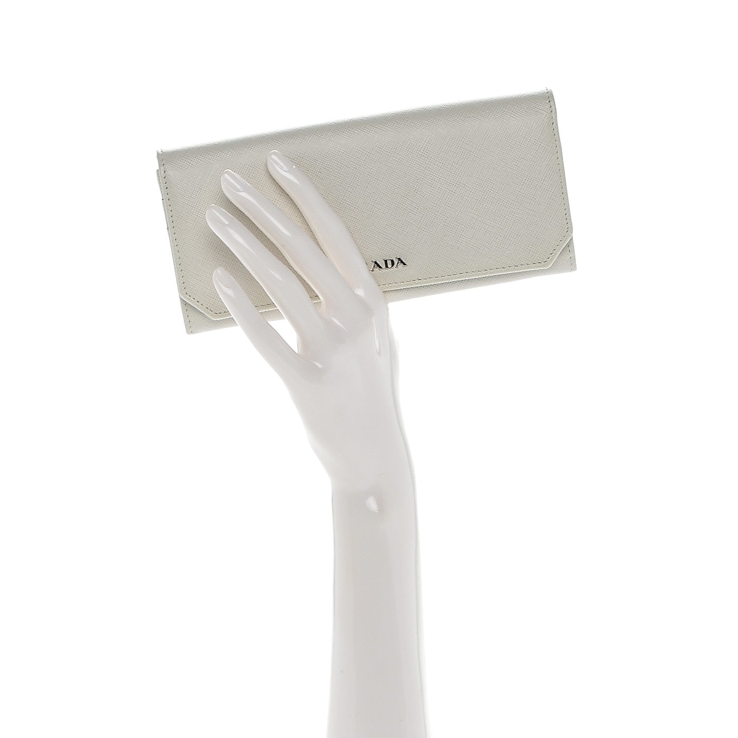 Prada Saffiano Corner Continental Flap Wallet Talco Black 2 of 6