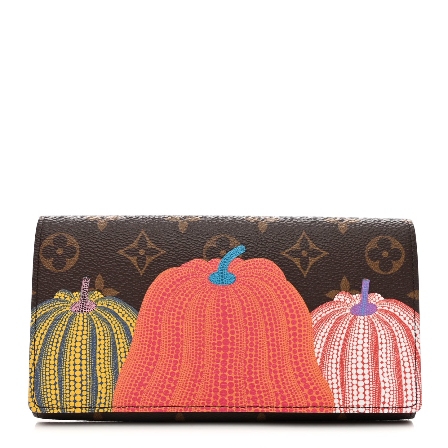 LV X YK Monogram Kusama Pumpkin Sarah Wallet