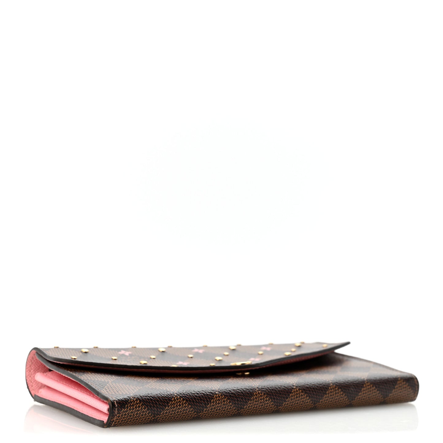 Damier Ebene Studded Sarah Wallet NM Rose Ballerine