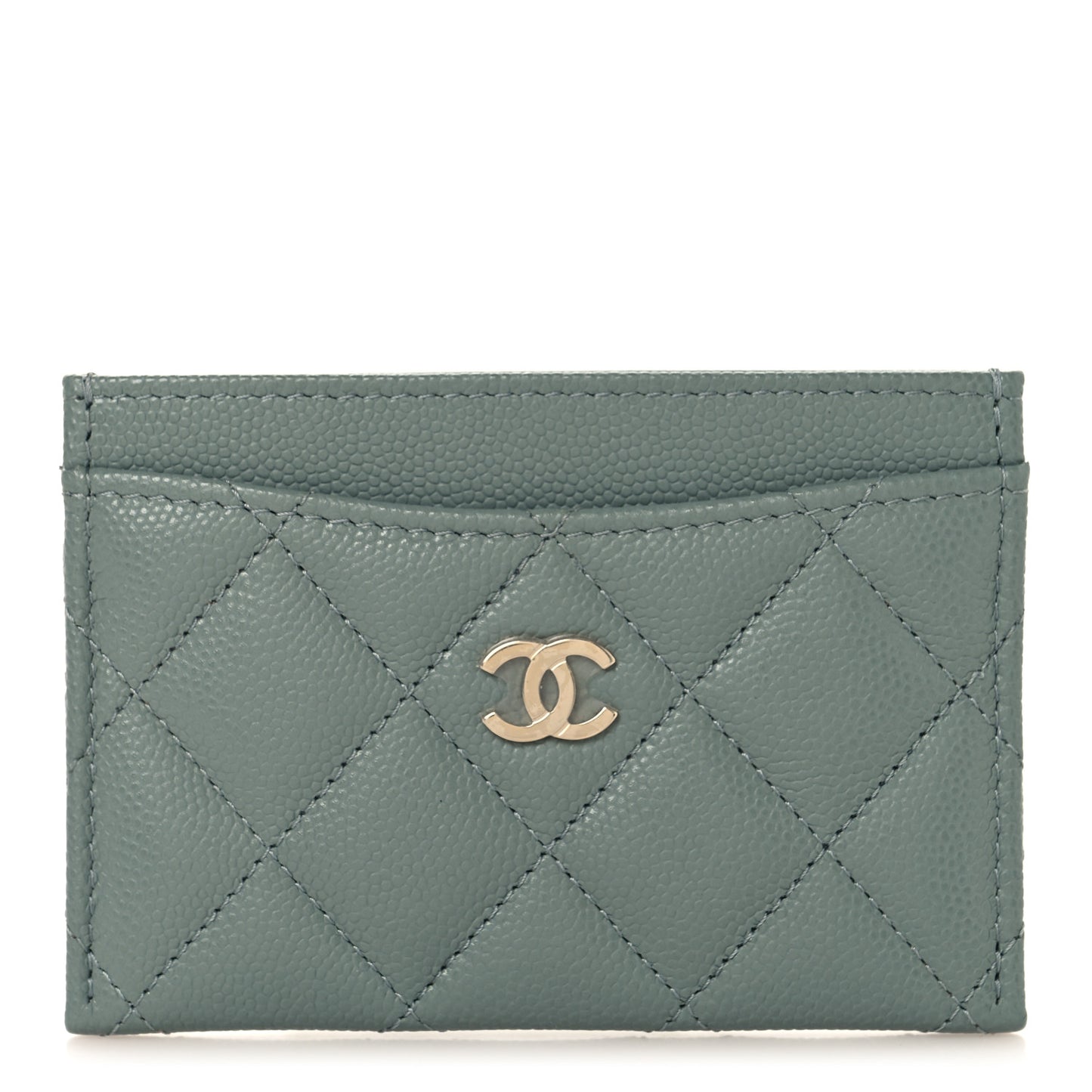 Caviar Quilted Card Holder Grey
