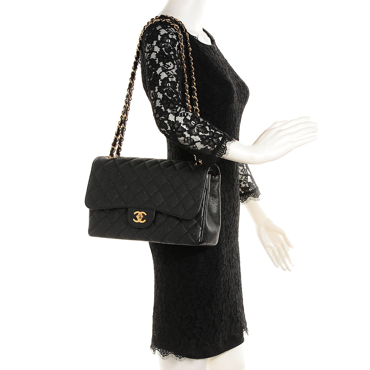 Chanel Caviar Quilted Jumbo Double Flap Black 2 of 9