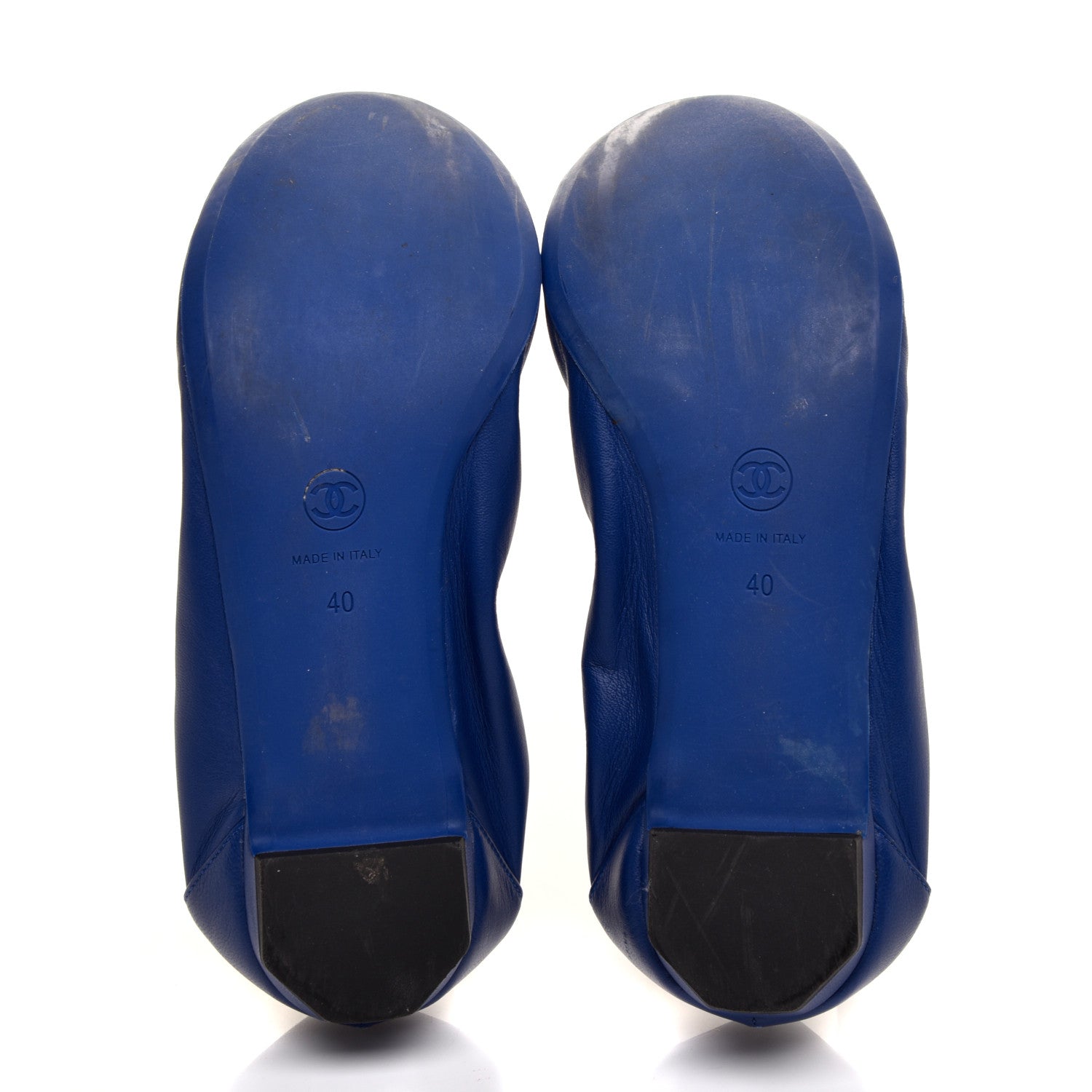 Chanel Lambskin CC Elastic Cap Toe Ballerina Flats 40 Blue 5 of 9