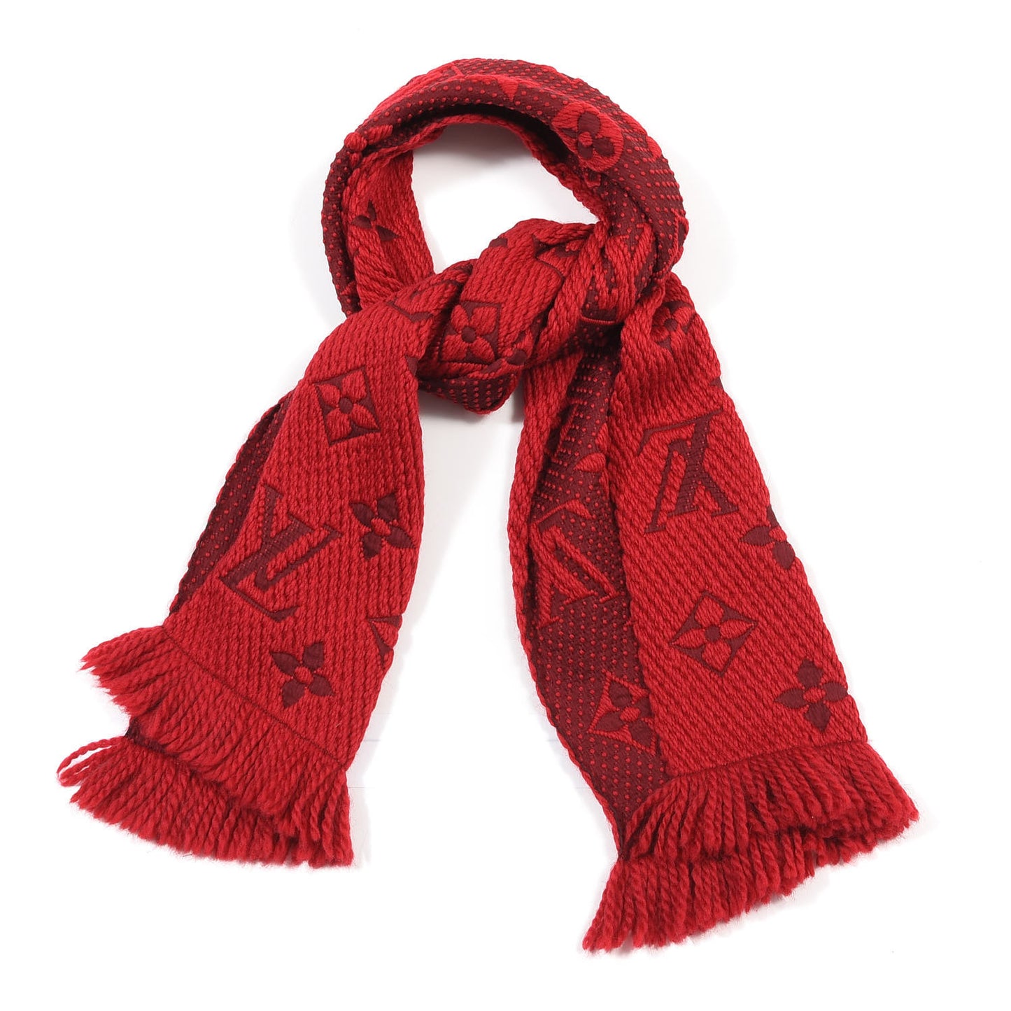Wool Silk Logomania Scarf Rubis