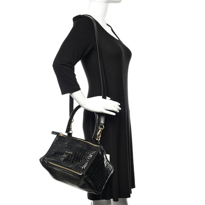 Givenchy Calfskin Crocodile Embossed Small Pandora Black 2 of 9