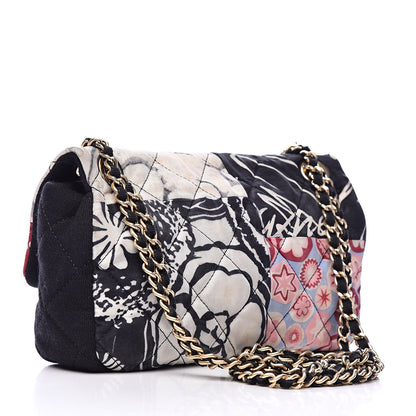 Chanel Fabric Quilted Patchwork Mini Rectangular Flap Red Black White 3 of 16