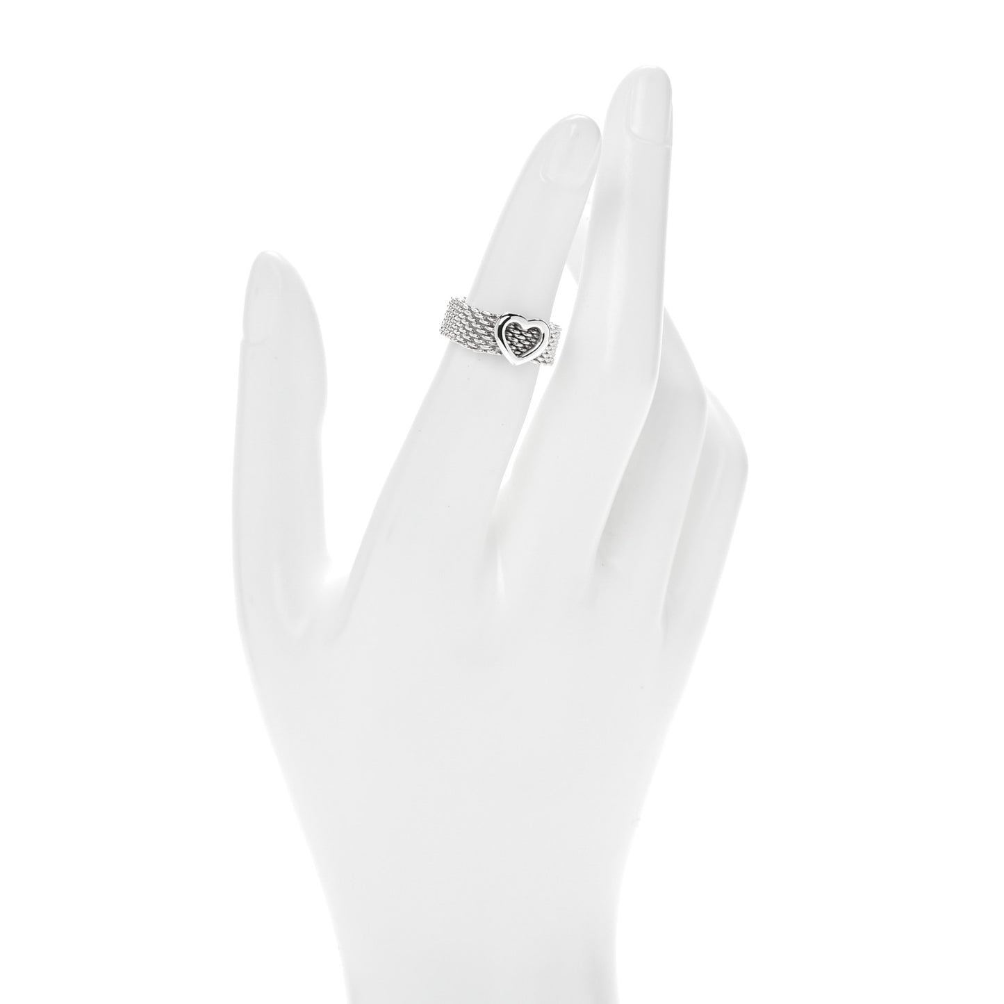 Sterling Silver Somerset Mesh Heart Ring 48 4.5