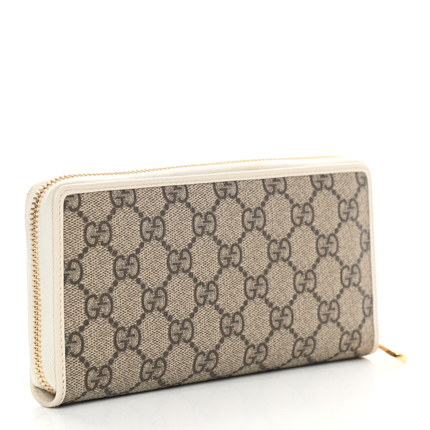 Gucci GG Supreme Monogram Azalea Calfskin Horsebit 1955 Zip Around Wallet Beige Ebony Mystic White 3 of 10