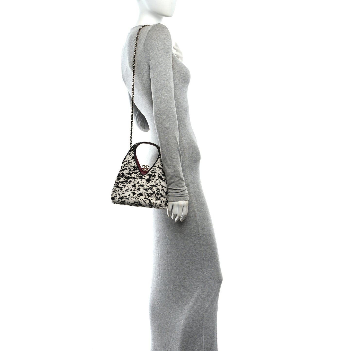 Pony Hair Printed Chic Lady Small Shopping Tote White Black