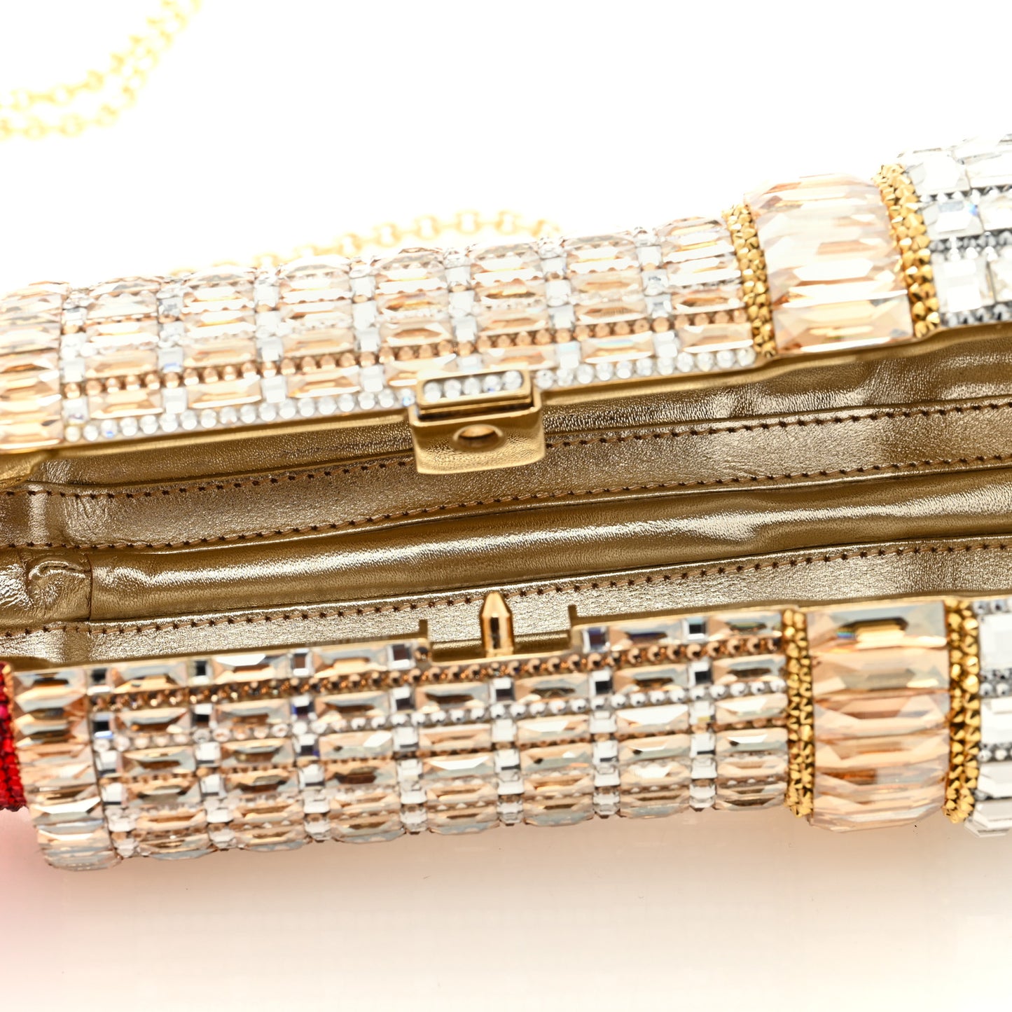 Crystal Lipstick Seductress Minaudiere Clutch  Multicolor