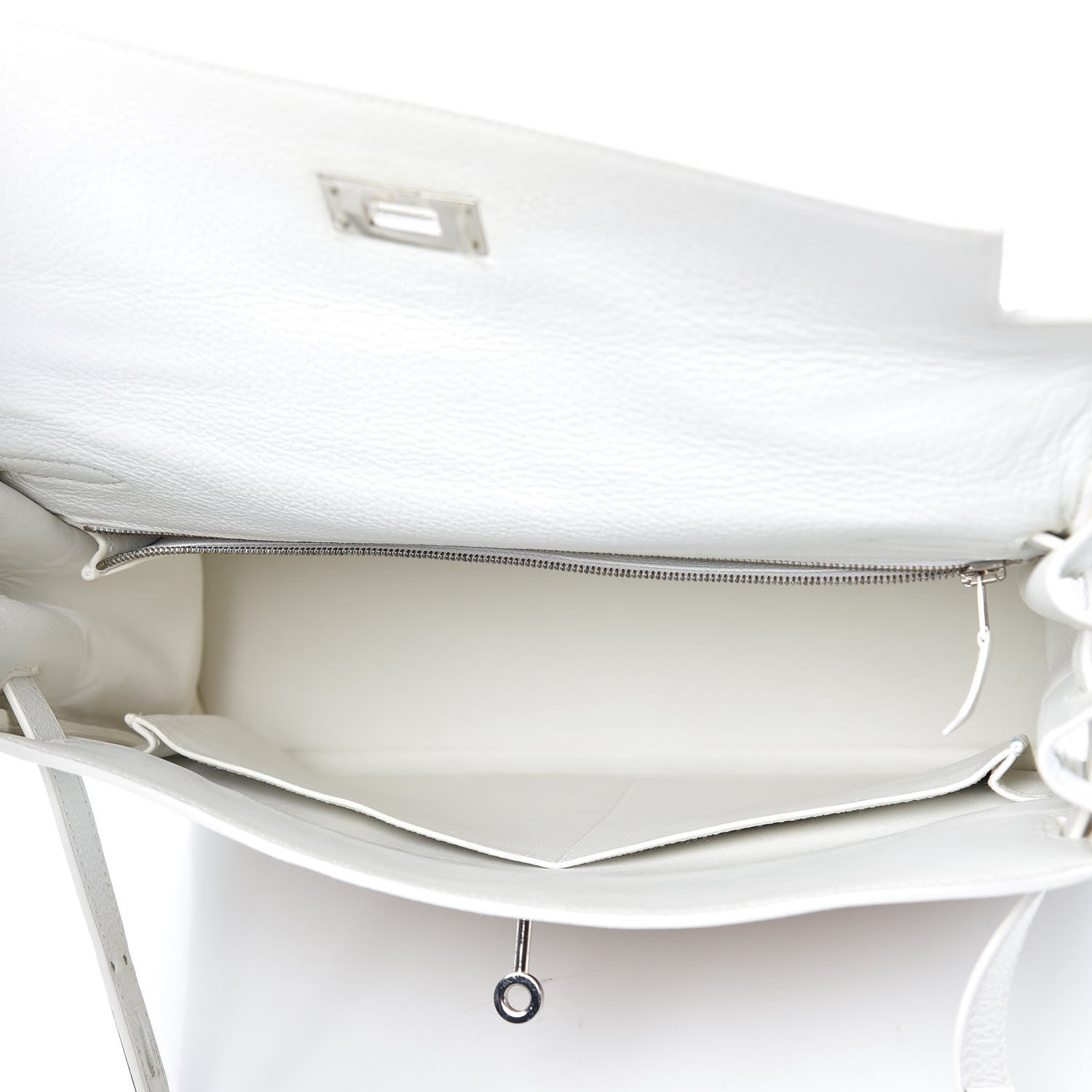 Hermes Taurillon Clemence Toile Kelly Retourne 32 White 8 of 40