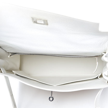 Hermes Taurillon Clemence Toile Kelly Retourne 32 White 8 of 40