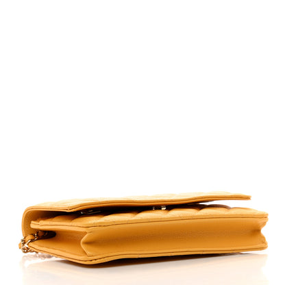 Chanel Caviar Quilted Wallet on Chain WOC Yellow 4 of 9