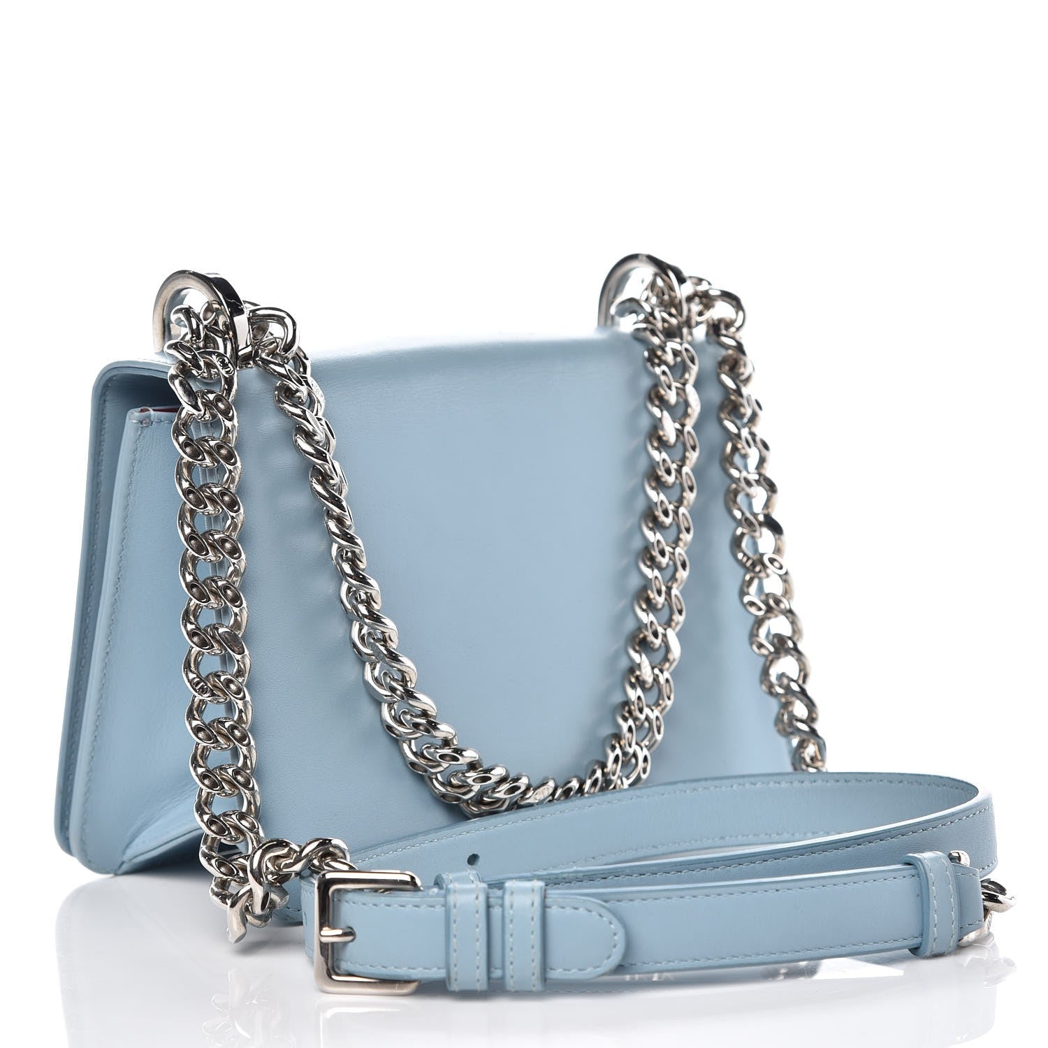 Christian Dior Glossy Calfskin Shagreen Badge Diorama Club Bag Ice Blue 3 of 8