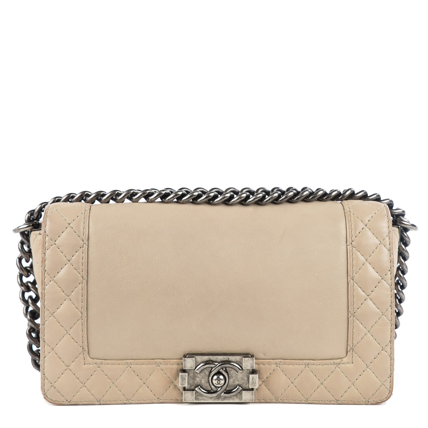 Calfskin Medium Boy Reverso Flap Beige Clair