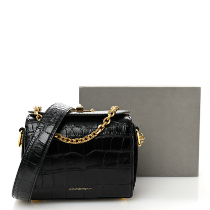 Alexander McQueen Calfskin Crocodile Embossed Box Shoulder Bag 19 Black 11 of 11