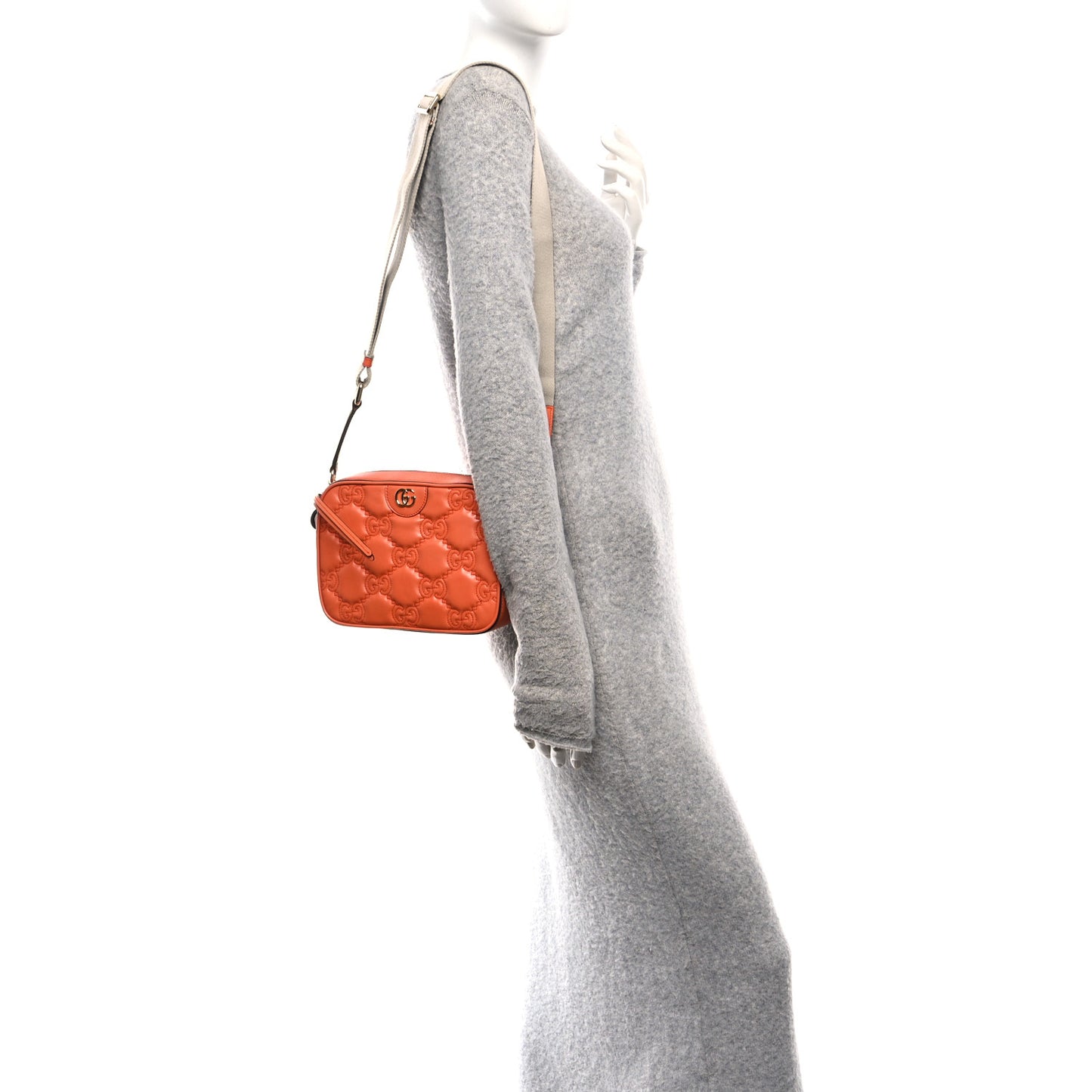 Calfskin GG Matelasse Shoulder Bag Spring Orange Natural