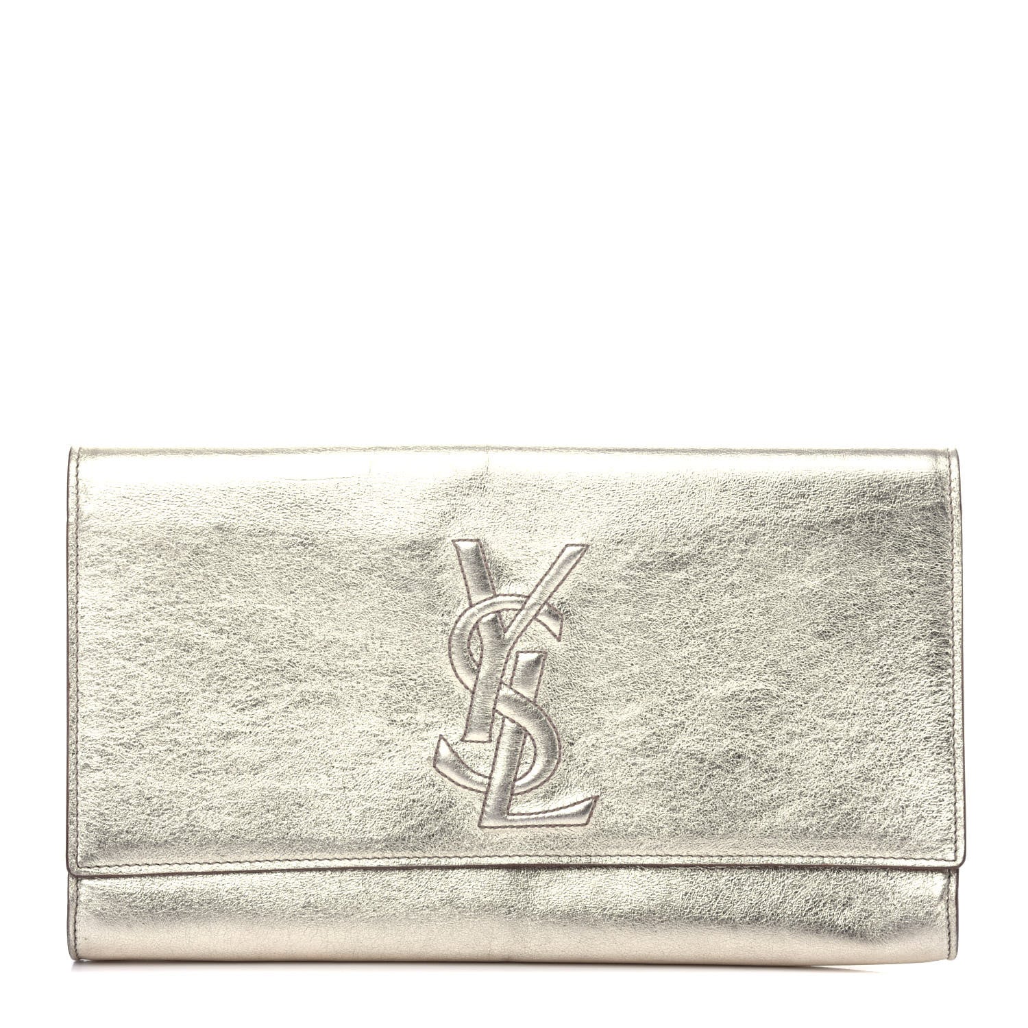 Saint Laurent Metallic Calfskin Monogram Large Belle De Jour Clutch Gold 1 of 7