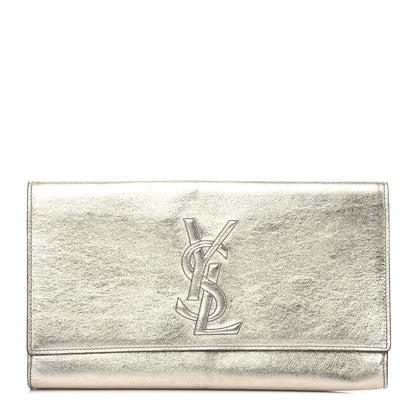 Saint Laurent Metallic Calfskin Monogram Large Belle De Jour Clutch Gold 1 of 7