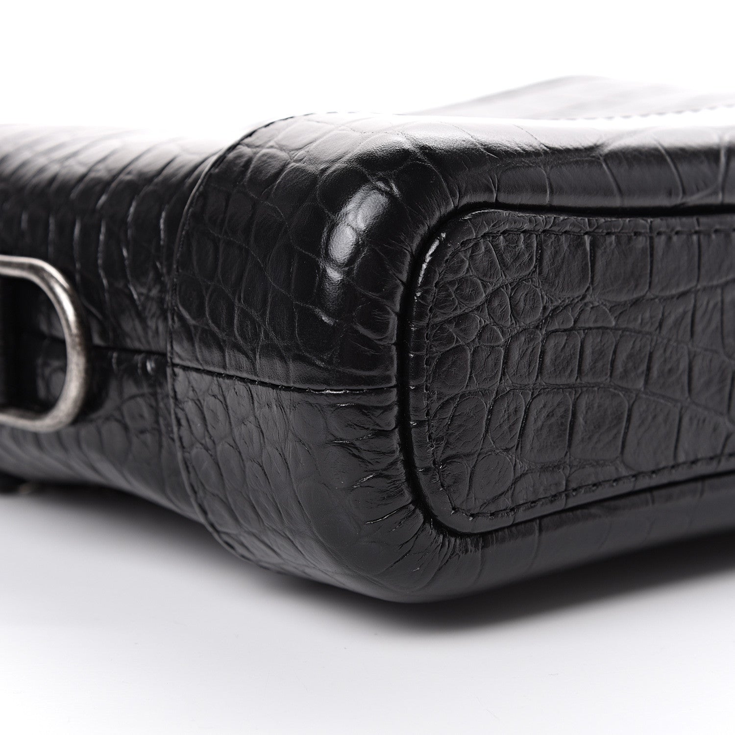 Chanel Calfskin Crocodile Embossed Small Gabrielle Cocodile Hobo Black 8 of 11