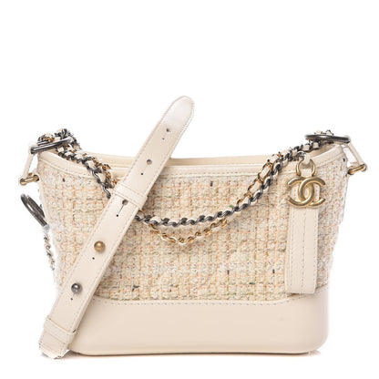 Chanel Tweed Calfskin Quilted Small Gabrielle Hobo Beige Ivory 1 of 10