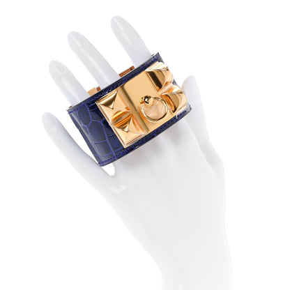 Hermes Shiny Alligator Collier De Chien CDC Bracelet S Bleu Electrique 2 of 6