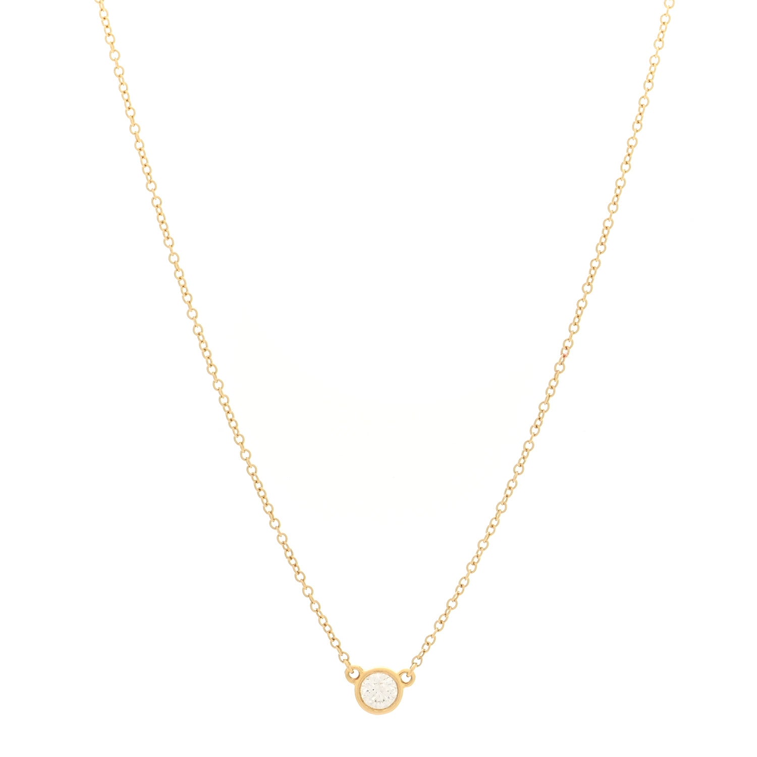 Tiffany 18K Yellow Gold Diamond .20ct Elsa Peretti Diamonds by the Yard Pendant Necklace 1 of 4