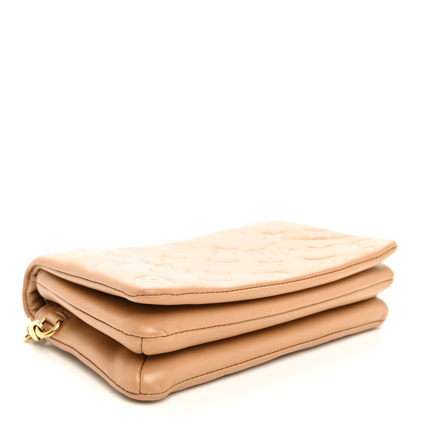 Lambskin Embossed Monogram Pochette Coussin Camel
