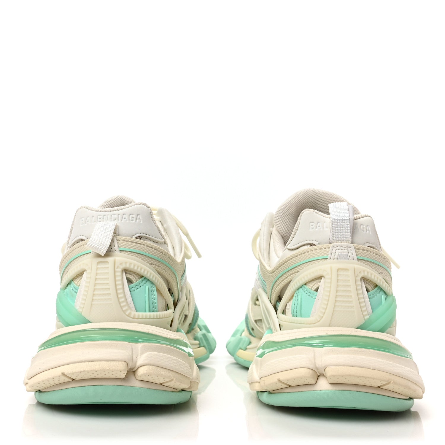 Balenciaga Rubber Mesh Tri-Color Womens Track.2 Open Sneakers 38 Mint Light Beige Grey 5 of 8
