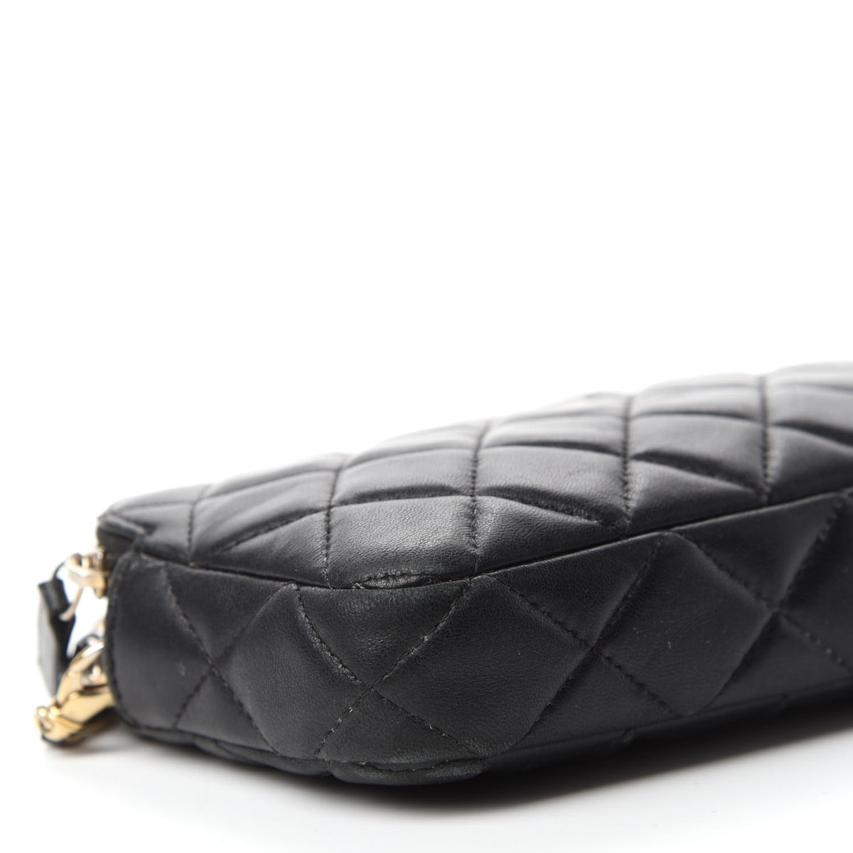 Lambskin Quilted Small Clutch With Chain Black