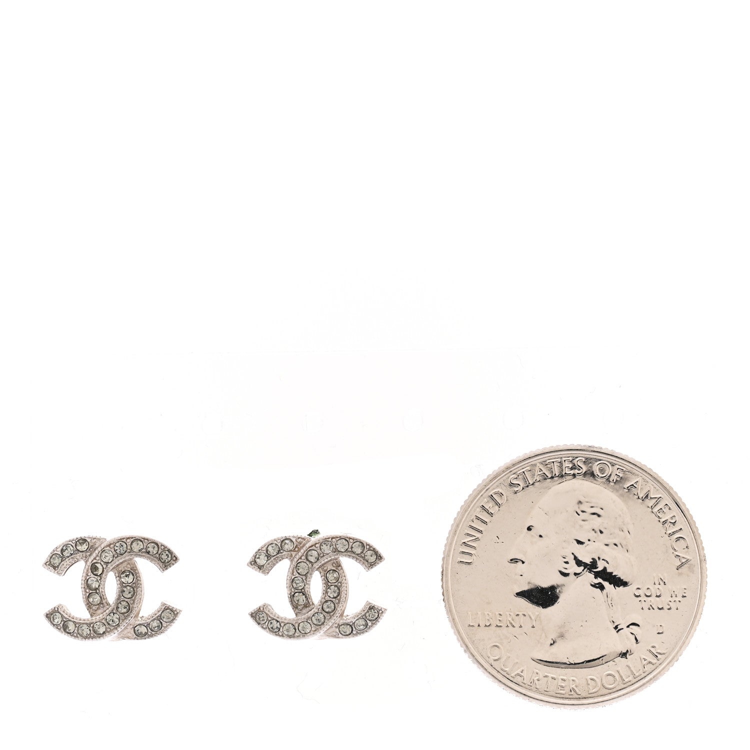 Chanel Crystal Mini CC Earrings Silver 2 of 5