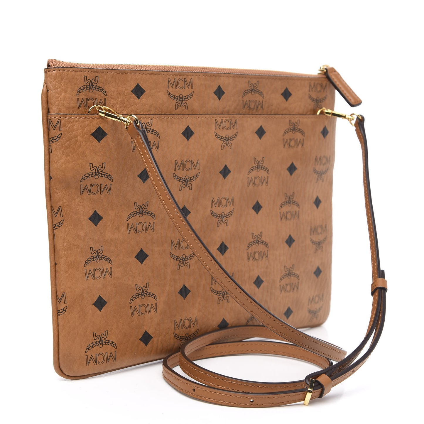 Visetos Medium Crossbody Pouch Cognac