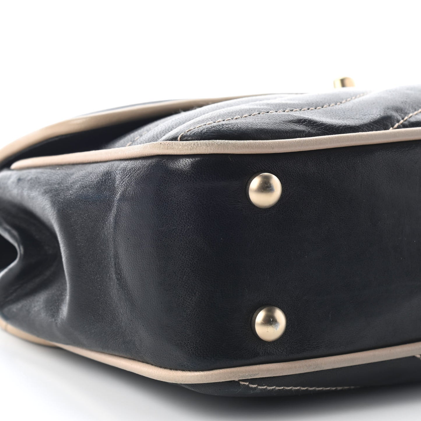 Lambskin Quilted Single Flap Bag Black Beige