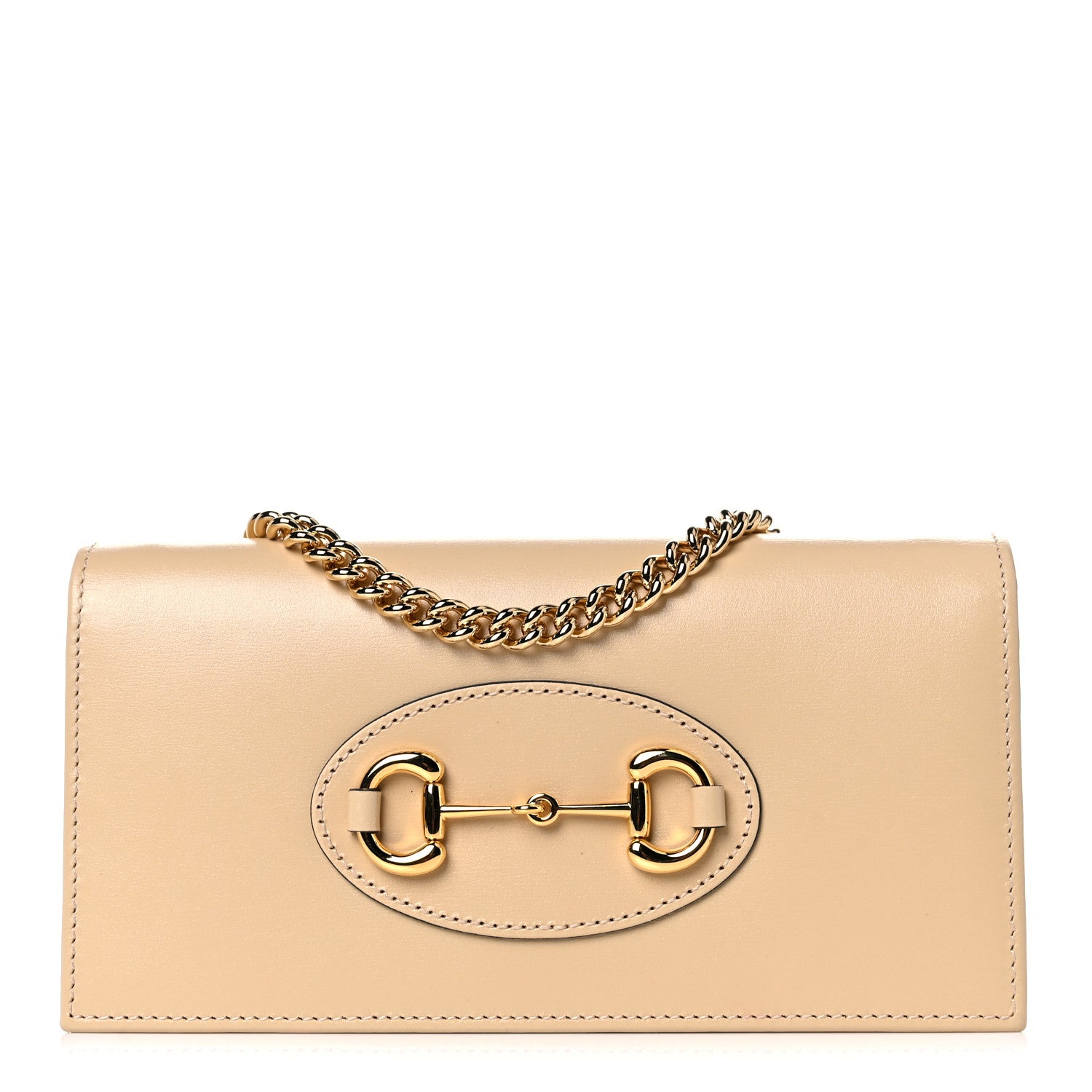 Gucci Boarded Plutone Calfskin Horsebit 1955 Wallet On Chain Bubble Tea 1 of 9