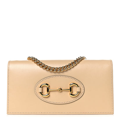 Gucci Boarded Plutone Calfskin Horsebit 1955 Wallet On Chain Bubble Tea 1 of 9