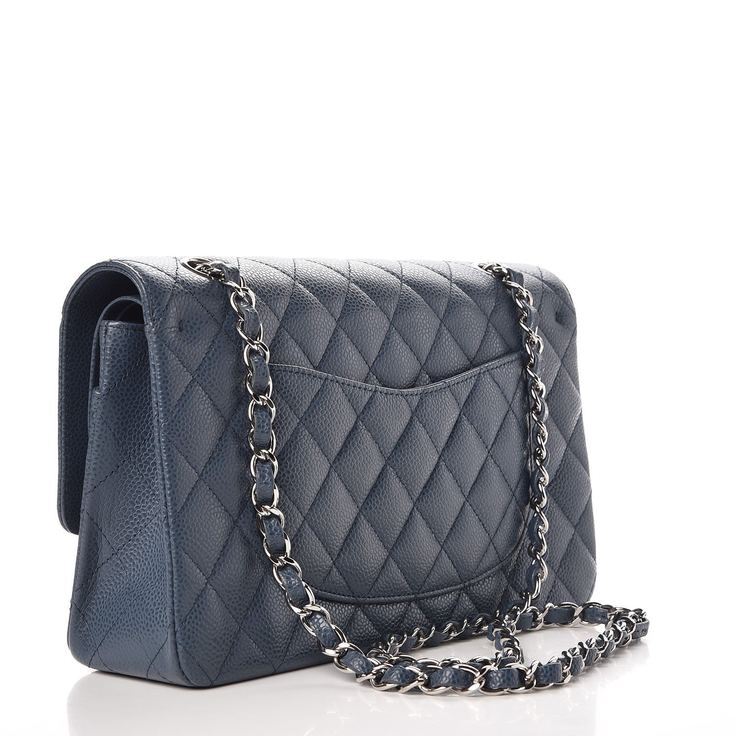 Chanel Caviar Quilted Medium Double Flap Dark Blue 4 of 8