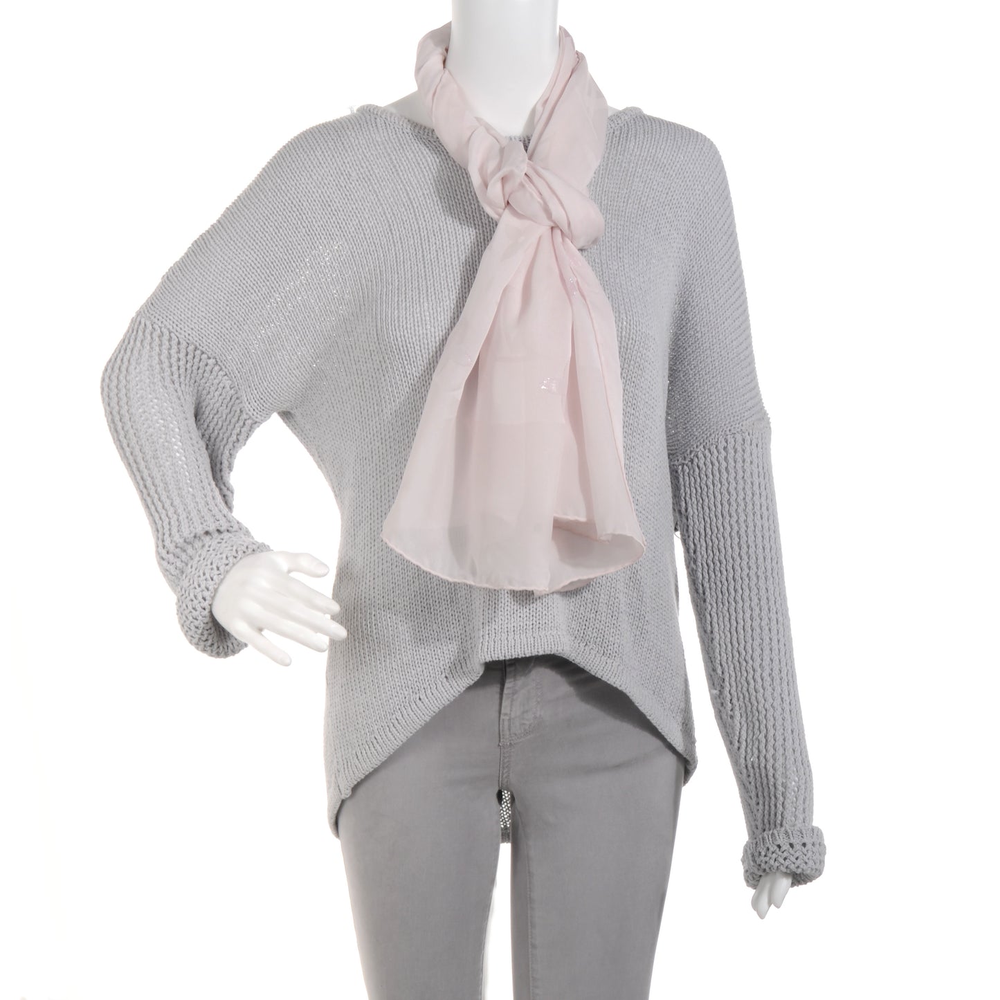 Silk Polyamide Glitter Monogram Stole Pale Pink