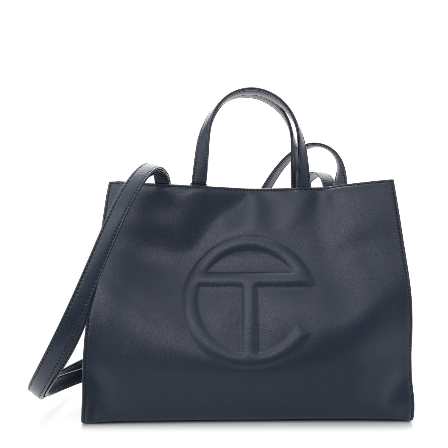 Telfar Vegan Leather Medium Shopping Bag Navy 1 of 11