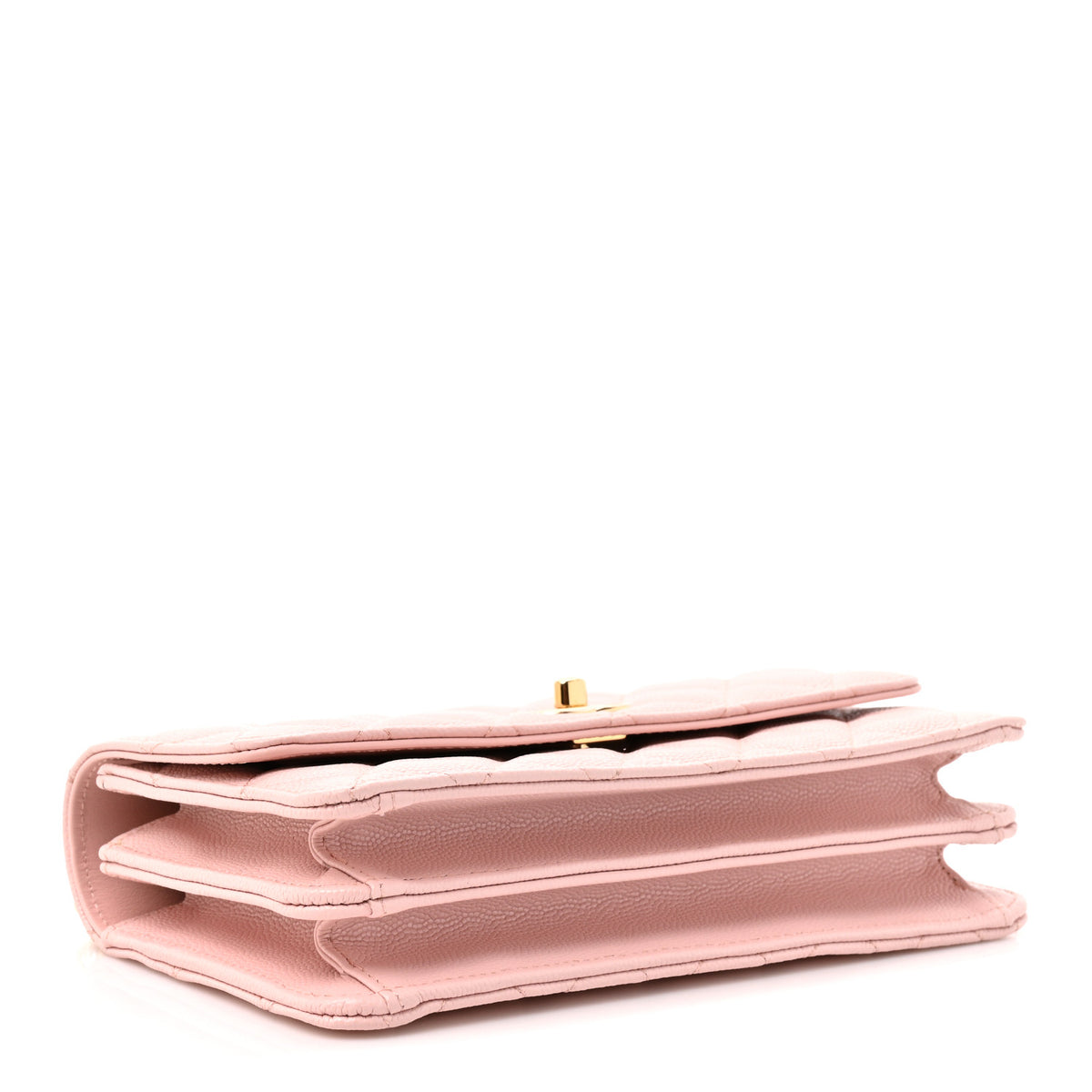Chanel Shiny Caviar Quilted Flap Charm Wallet On Chain WOC Light Pink 4 of 12
